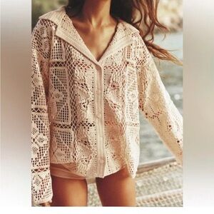 Zara Beige Crochet Lace Cardigan